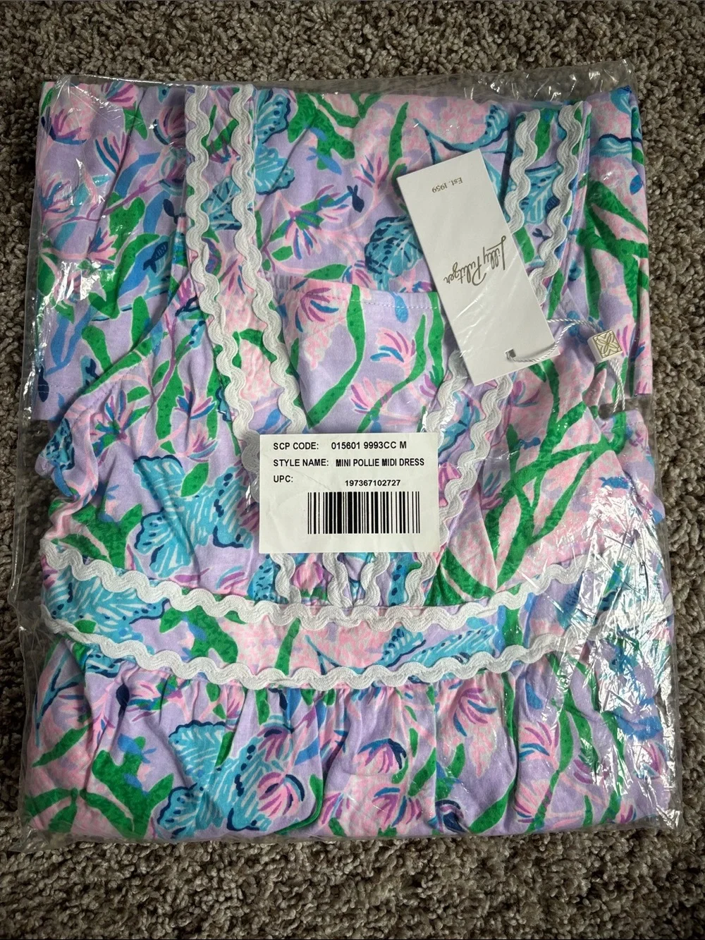 Lilly Pulitzer Floral Tiered Maxi Dress in Light Blue, Pink, and Green